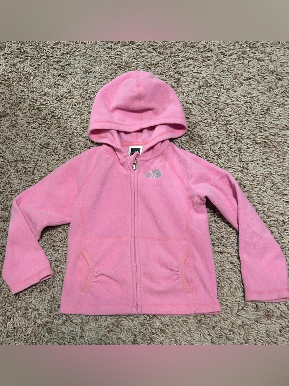 The North Face Light Pink Kids' Hooded Fleece Jacket, size 4T